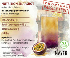 Mayer syrup mixed in tropical cocktail demonstrating bold passion fruit flavor