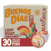 Mayorga front packaging showing organic 30-count box and clear branding benefit: easy specialty coffee