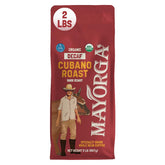 Mayorga front packaging showing 2lb bag and bold Cubano roast aroma benefits
