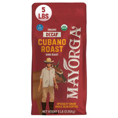 Mayorga front packaging of 5lb Cubano decaf bag showing brand and roast for clear identification