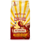 Mayorga front packaging showing bold dark-roast branding and benefit of freshness