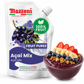 Mazzoni pouch front view showing label and resealable cap, convenient pantry storage