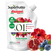 Mazzoni front pouch showing label and vibrant fruit blend for easy selection