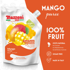 Mazzoni pouch close-up label showing ingredients and pure mango benefit