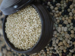McCabe close-up of raw brown sweet rice grains highlighting texture and fiber