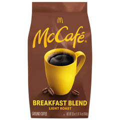McCafé front packaging showing 30oz bag and bright citrus appeal for easy mornings