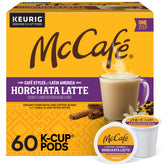 McCafé front box showing Horchata Latte branding and pack details, convenient storage