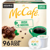 McCafé front packaging showing Irish Mocha 96-count and benefits
