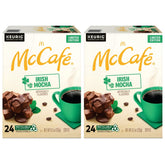 McCafe front packaging showing limited edition Irish Mocha and 48 pods benefit convenience