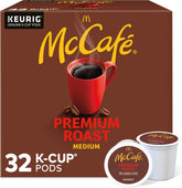 McCafé front packaging showing 32-count box and clear branding benefit convenience
