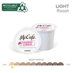 McCafé pod label and disposal instructions showing recyclable peel-and-empty step