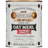 McCann's Irish Oatmeal canister front view showing packaging and brand benefit