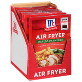 McCormick front packaging showing brand and garlic parmesan mix benefit crisp results