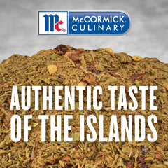 McCormick Culinary close-up spoon of jerk seasoning highlighting texture and even blend benefit