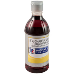 McCormick Culinary front bottle view showing bright yellow dye and label for easy identification