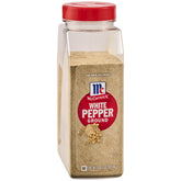McCormick ground white pepper front label showing brand and jar benefit