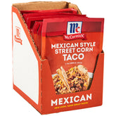 McCormick front packaging shows street corn taco seasoning for quick meals