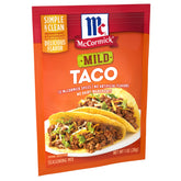 McCormick packet front showing mild taco seasoning and easy use benefit
