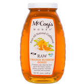 McCoy's Honey jar front view showing label and 32oz size, highlights purity