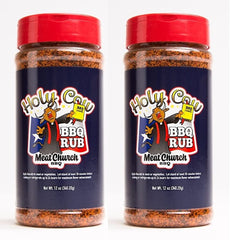 Meat Church front packaging: two 12 oz bottles shown, clear label and portion size benefit