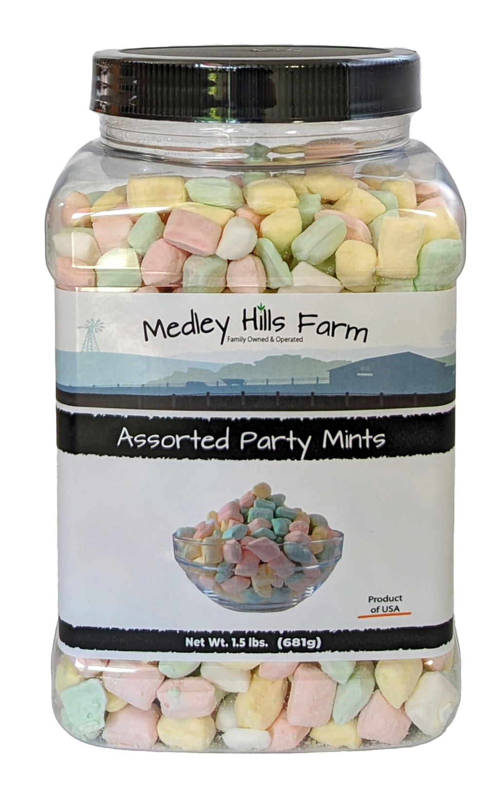 Medley Hills Farm front container showing label and reusable tub for easy storage