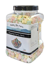 Medley Hills Farm mints in a glass bowl styled on a dessert table for elegant presentation