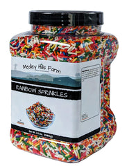 Medley Hills Farm sprinkles on frosted cupcake emphasizing vibrant finish and visual appeal