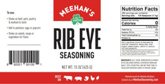 Meehan's Seasoning sprinkled on grilled ribeye demonstrating bold crust and flavor enhancement