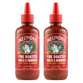 Melinda's front packaging showing 12oz bottle and smoky flavor benefit