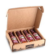 Melinda's bottle front label showing product and bold spicy flavor benefit