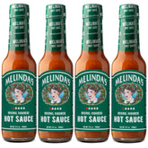 Melinda's front packaging showing four 5oz bottles and brand label, convenient supply