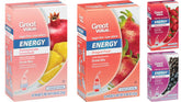 MELKESDE front packaging showing four flavor boxes and packet count, convenient variety