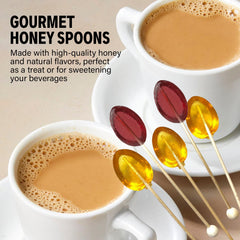 Melville Candy closeup of a clover honey spoon texture highlighting artisanal quality