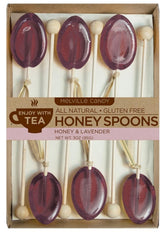 Melville Candy gift box front view showing six lavender honey spoons and elegant presentation