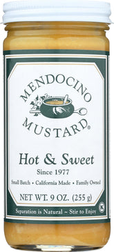 Mendocino jar front label showing artisanal mustard and brand benefit