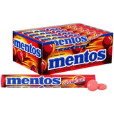 MENTOS cinnamon front packaging showing 15-roll party pack and convenience