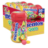 Mentos bottle front view showing brand and vibrant red fruit lime flavor benefit freshness
