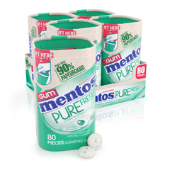Mentos spearmint bottle front view showing brand and resealable lid benefit