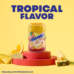Mentos bottle open showing resealable cap and easy access benefit portability