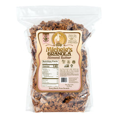 Michele’s Granola front packaging showing family-size bag and bold branding benefits