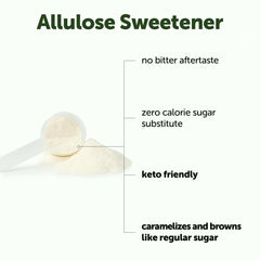 Micro Ingredients allulose granules close-up showing sugar-like texture for seamless baking