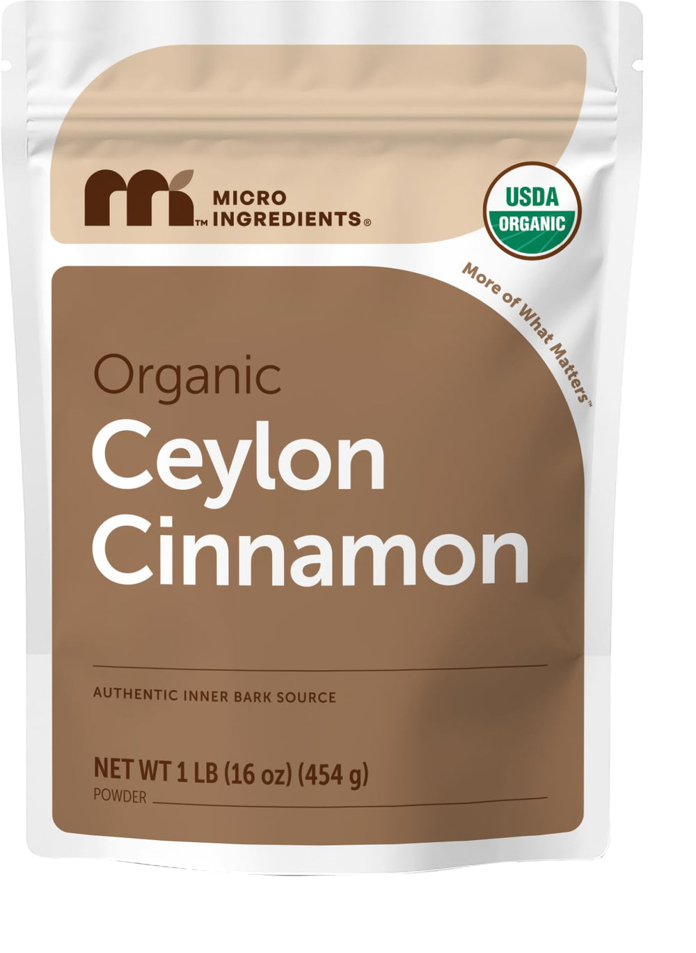 Micro Ingredients front packaging showing 1 lb pouch and organic seal for pantry organization