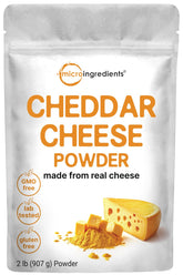 Micro Ingredients front packaging showing 2 lb cheddar powder and product benefit