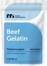 Micro Ingredients front pouch showing 2 lb beef gelatin for bulk cooking convenience