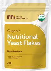 Micro Ingredients front pouch showing 2 lb organic nutritional yeast, convenient bulk supply