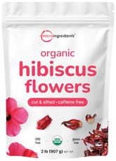 Micro Ingredients front pouch showing organic hibiscus packaging and bulk benefit