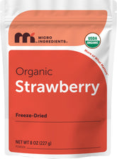 Micro Ingredients front pouch showing organic strawberry powder benefits