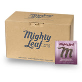Mighty Leaf front packaging showing 100-count box and organic label for convenience