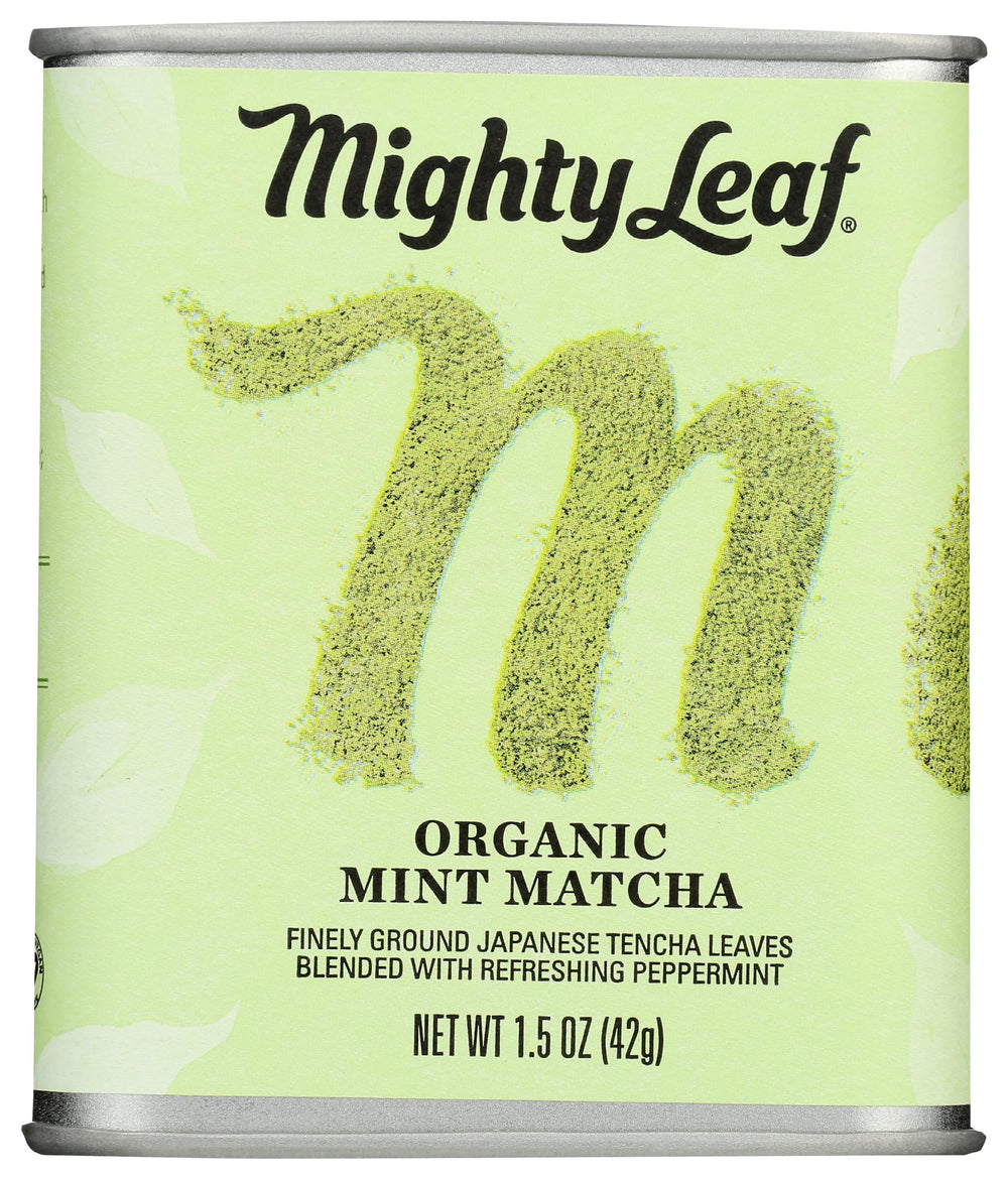 Mighty Leaf front tin showing product packaging and clear branding benefit convenience