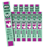 Mighty Spark front packaging showing 12-count teriyaki chicken sticks and benefits